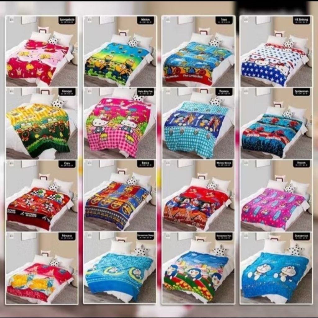 (SELIMUT BULU KARAKTER).selimut karakter selimut motif bulu halus selimut lembut