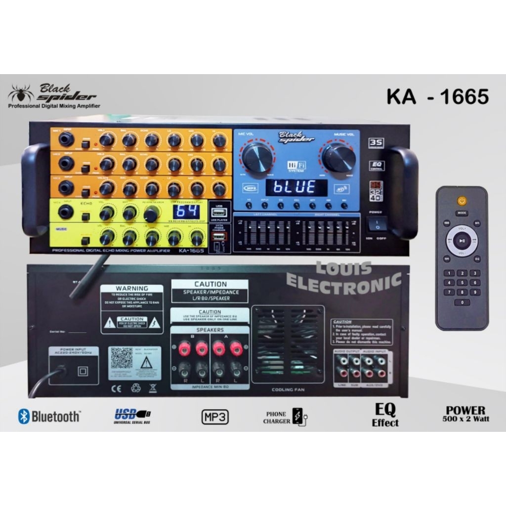 Amplifier Black Spider KA 1665 KA1665 NEW Bluetooth ORIGINAL