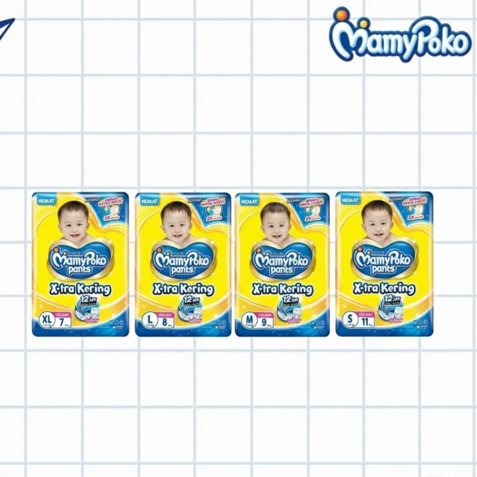Paket 2Bal MamyPoko Pants X-tra Kering  S11 M9 L78 XL7 XXL6 Popok Bayi Murah