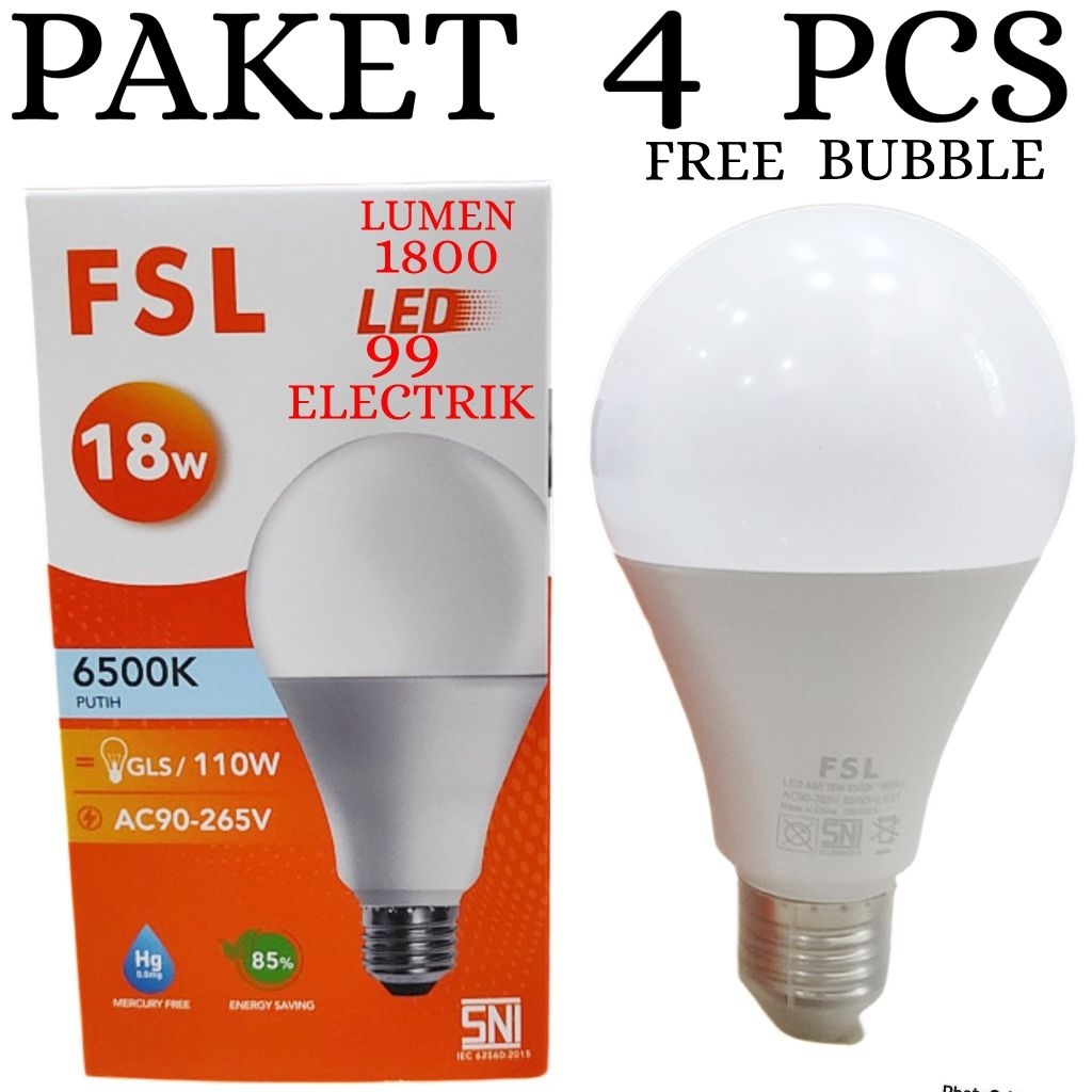 BOHLAM LED GARANSI 2 TAHUN / LAMPU LED CAHAYA PUTIH FSL PAKET 4 PCS
