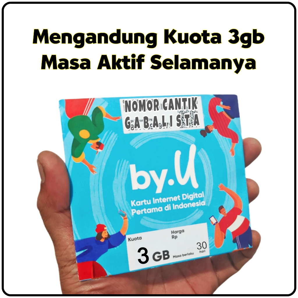 Kartu Perdana by.U Bonus 3GB Kuota Internet Nasional Masa Aktif selamanya Telkomsel 4G/5G