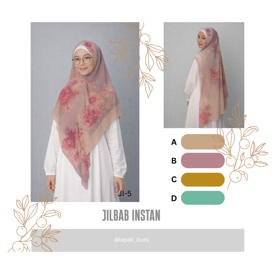 Sayra - Hijab Instan Khimar Printing Bunga