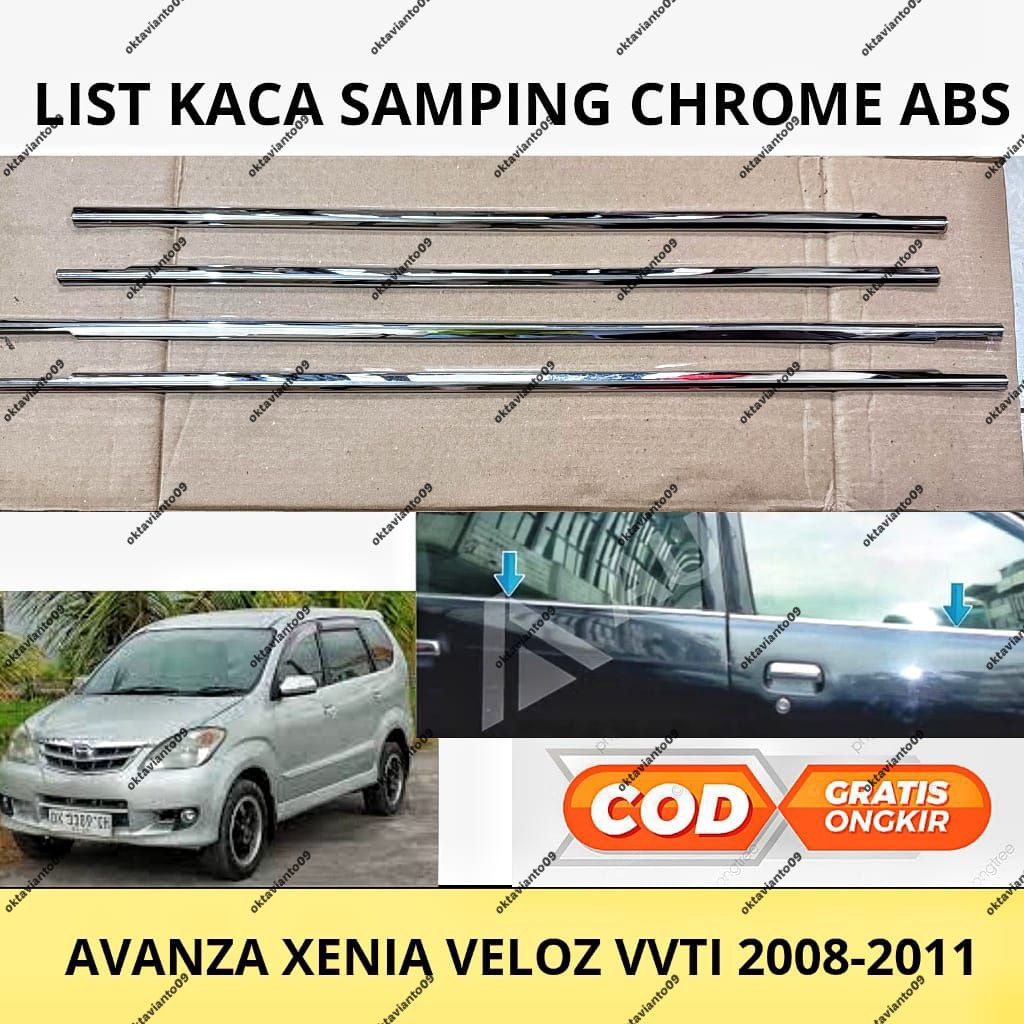 List Kaca Samping Avanza Xenia Veloz VVT-i /lama / 2008 2009 2010 2011 chrome