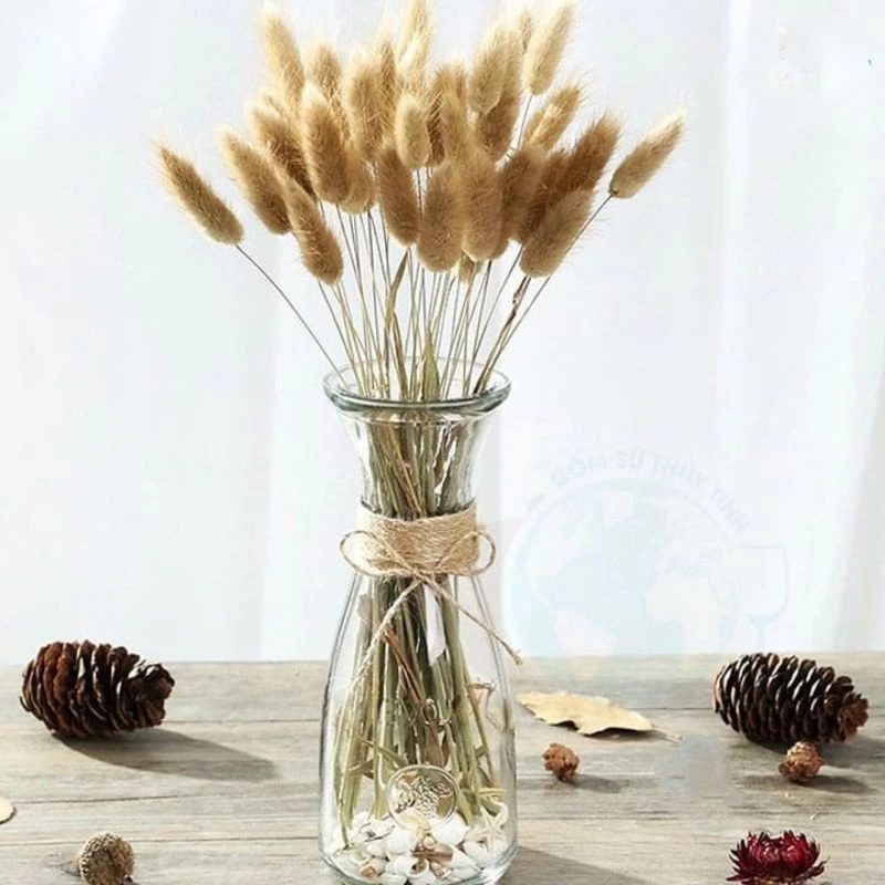 Vas Bunga Kaca Bening Tinggi Besar  Vas Tali Rami Aesthetic