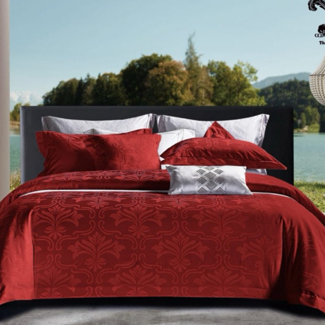 BIOSIBEDDING SPREI JACQUARD KATUN KINGKOIL DOLBI WARNA HIJAU MINT - SPREI COTTON JACQUARD MOTIF DAUN