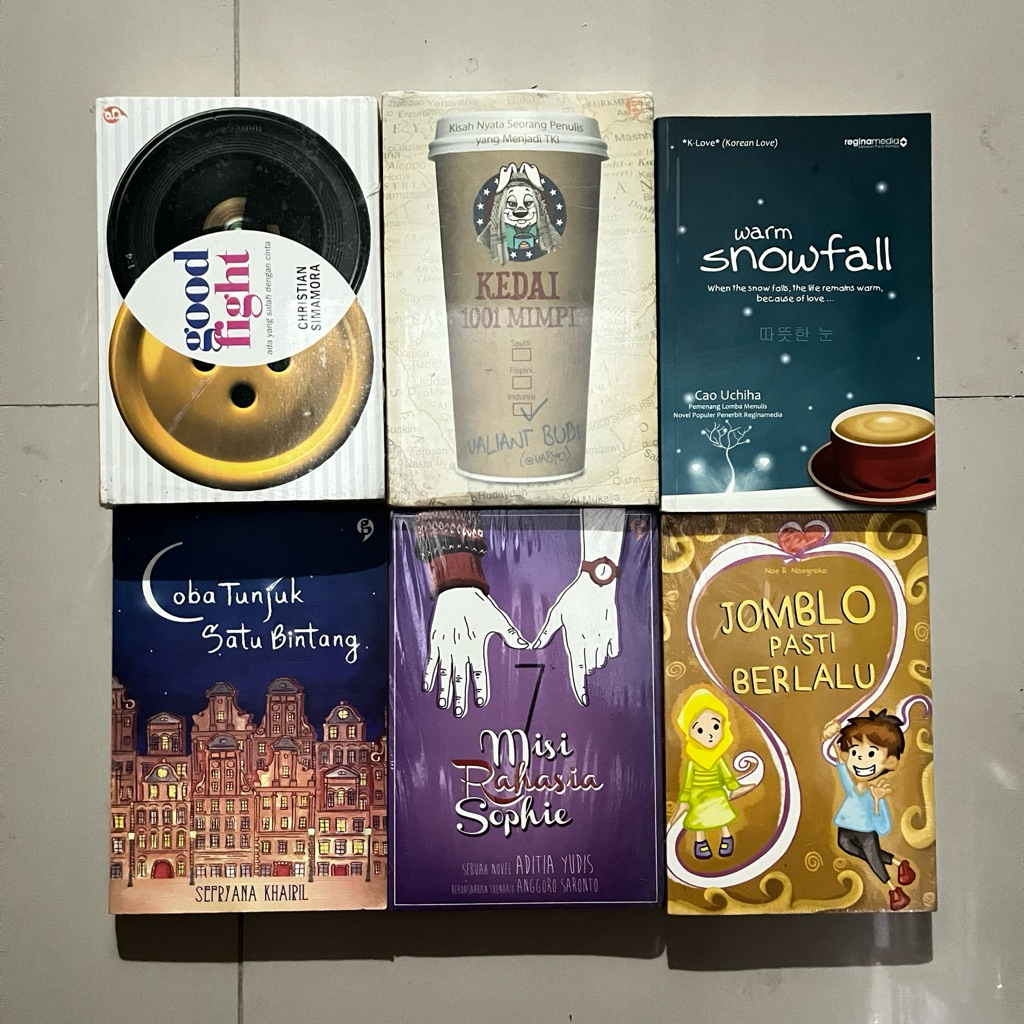 Buku Original Novel Romance & Motivasi: Good Fight, Kedai 1001 Mimpi, Warm Snowfall, Coba Tunjuk Sat