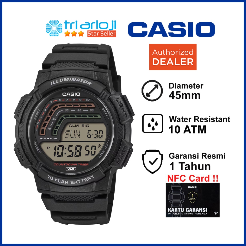 Casio WS-1800-1AVDF Jam Tangan Pria Digital WS-1800-1A WS1800 WS 1800 1AVDF