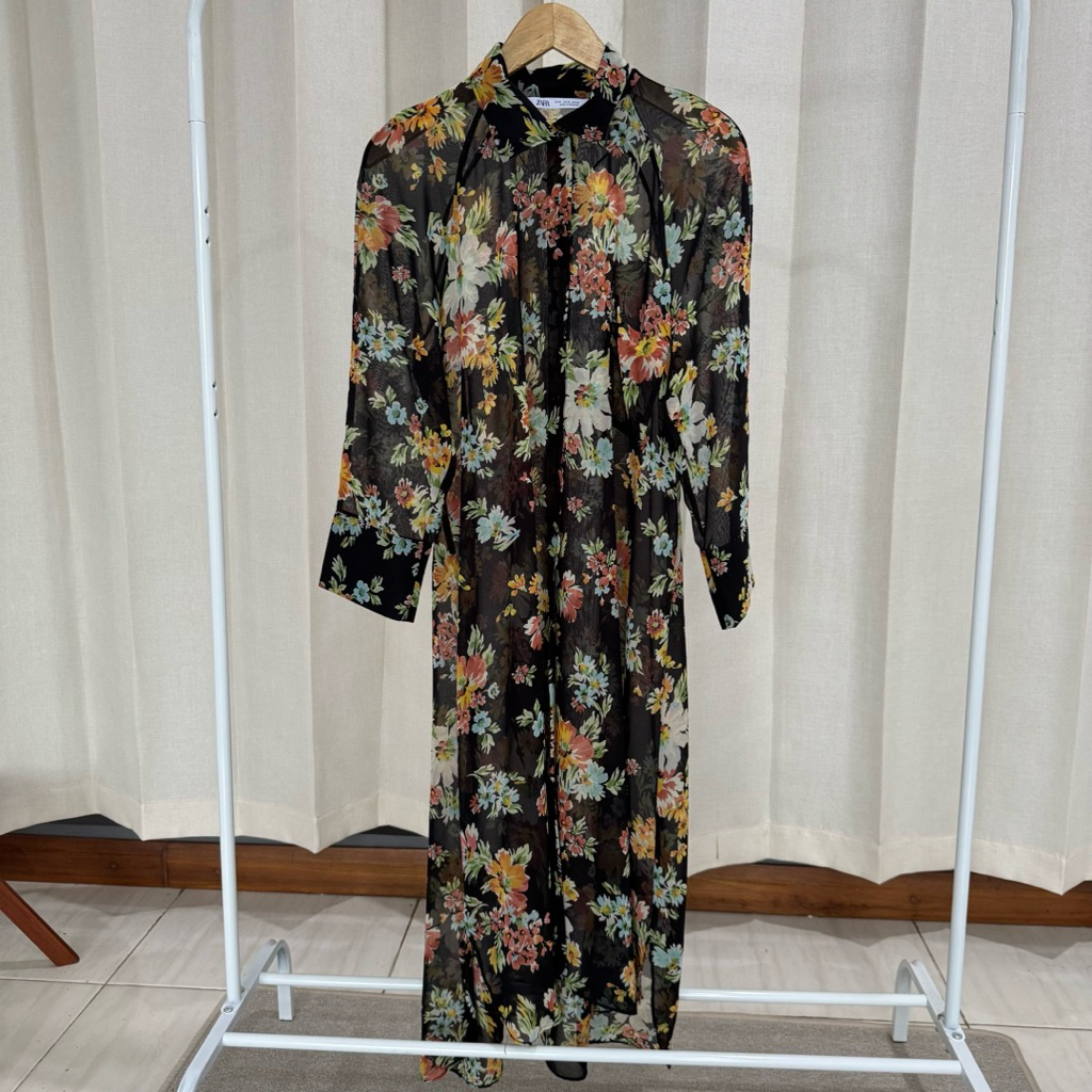 ZARA FLORAL LONG SHIRT