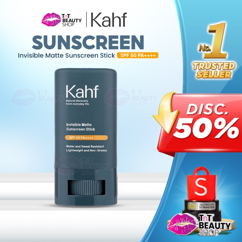 Kahf Invisible Matte Sunscreen Stick SPF 50 PA++++ 22 g Sunscreen Pria  | TnT Beauty Shop