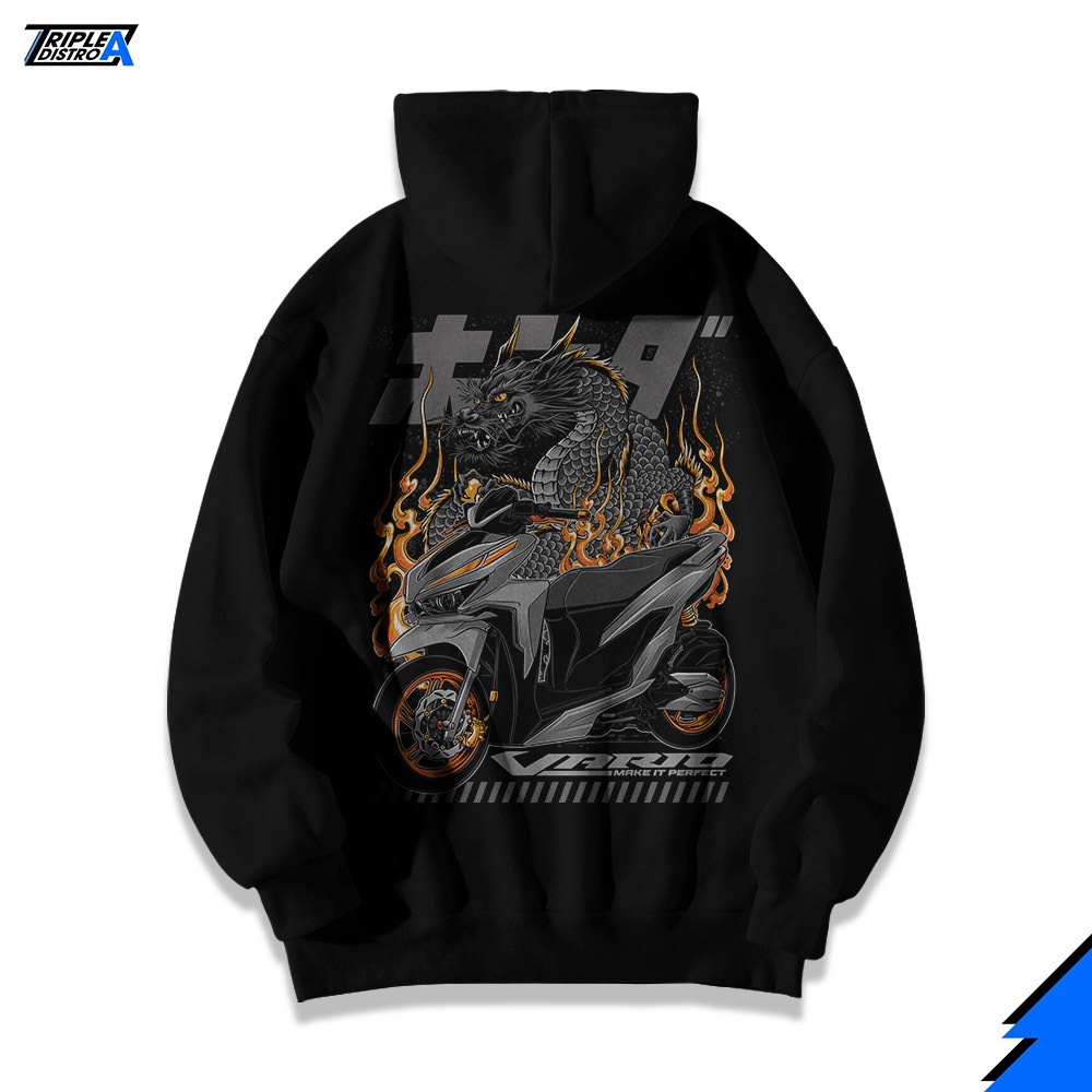 Hoodie Motor Vario 150 V2 Silver Katun Fleece Sablon DTF
