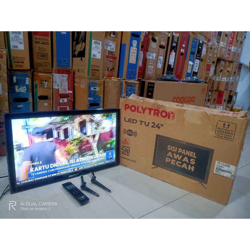 TV LED Polytron 24 inci HD Digital TV Kondisi bekas pemakaian masih segel 6883F