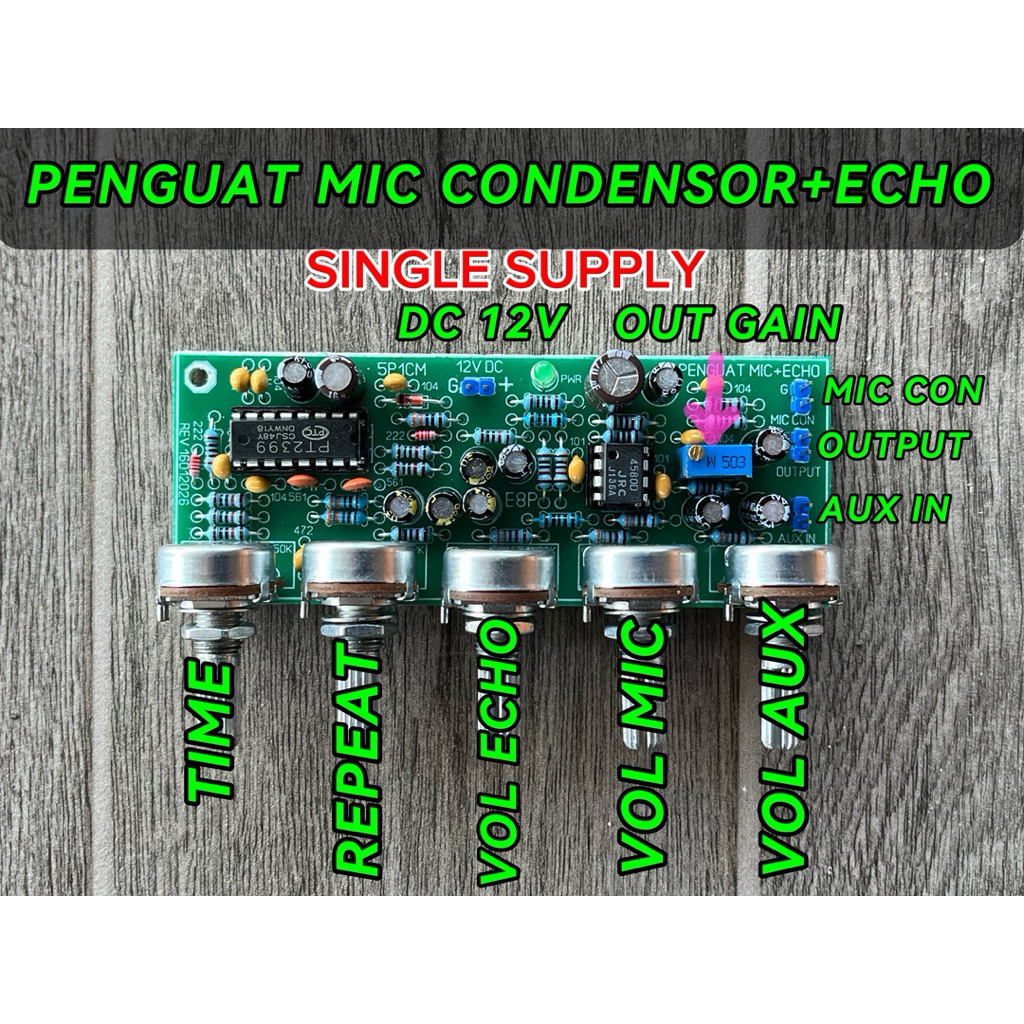 Kit penguat mic condensor plus echo dan aux in 5P1CM