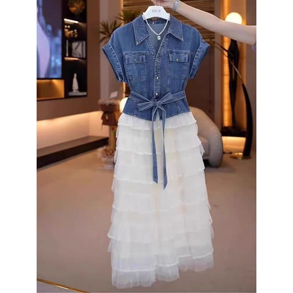 STELAN JEANS +ROK PUTIH TUTU. TOP JEANS +ROK TUTU PUTIH. STELAN ROK TUTU. ROK PUTIH TUTU. SETELAN BA