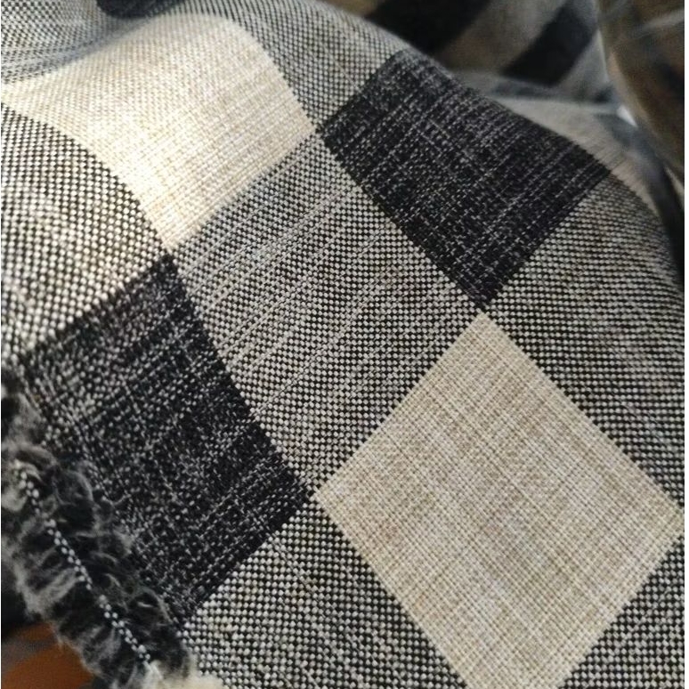 bahan kain jok mobil tartan putih hitam tartan