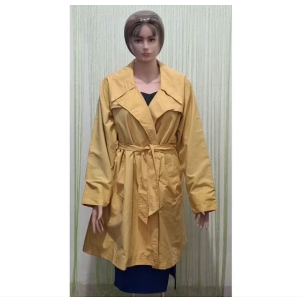long coat wanita jumbo warna kuning lengan panjang, big size