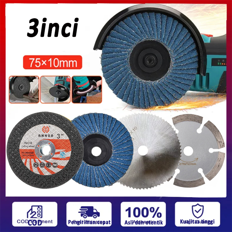 Cakram Gerinda Bor Diameter 75Mm 10Mm Alat Penggiling Sudut Elektrik Multifungsi Pisau Gergaji Pengi