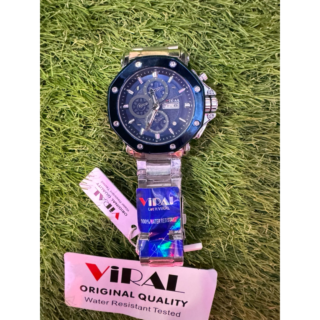 JAM TANGAN STAINLESS SILVER BIRU READY MEDAN