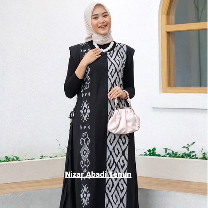 Vest Tenun Wanita Panjang, Outer Baju Tenun, Baju Tenun Wanita Terbaru - Motif Paruki