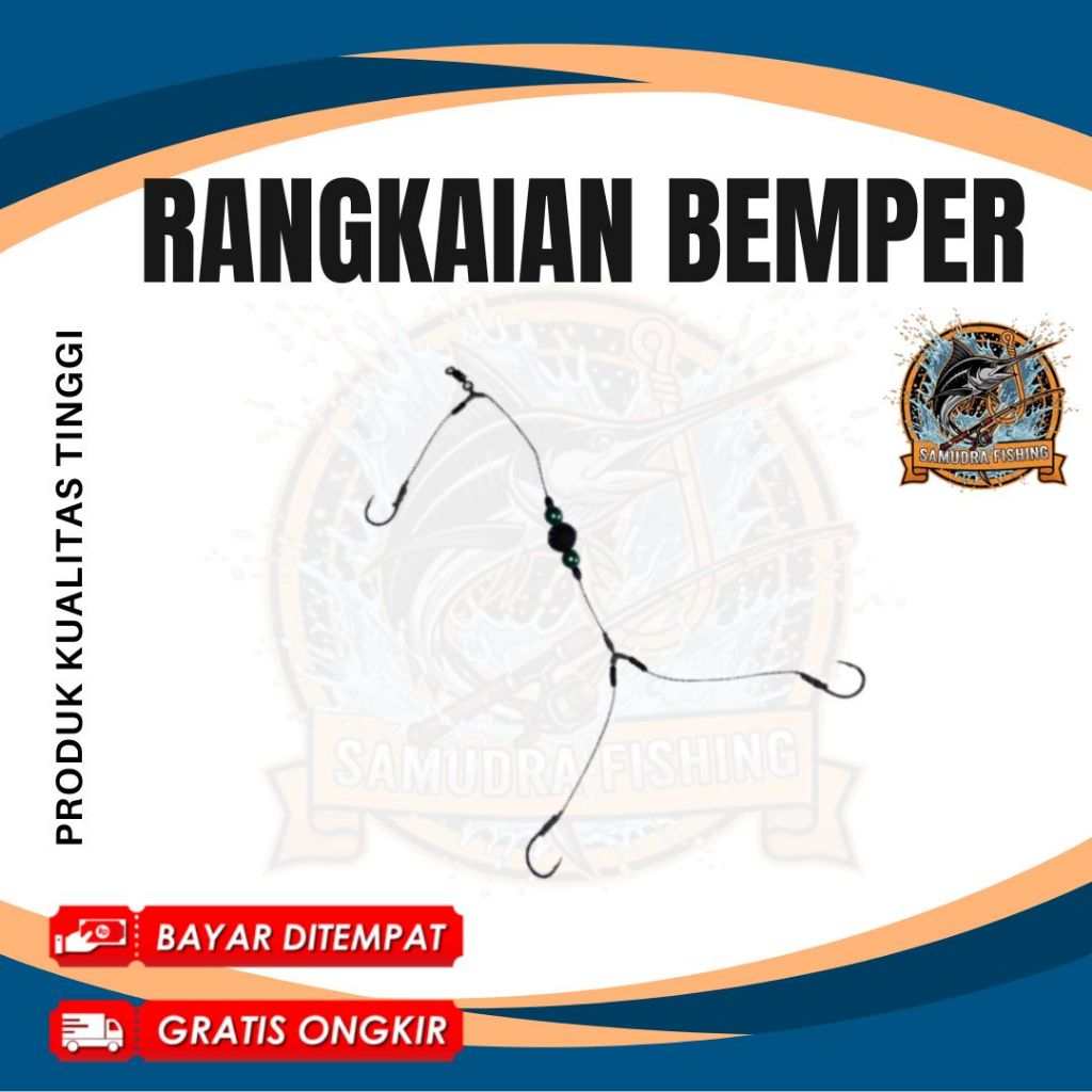 Rangkaian bemper dasaran ikan mas  ikan patin cabang 3 kail timah atas