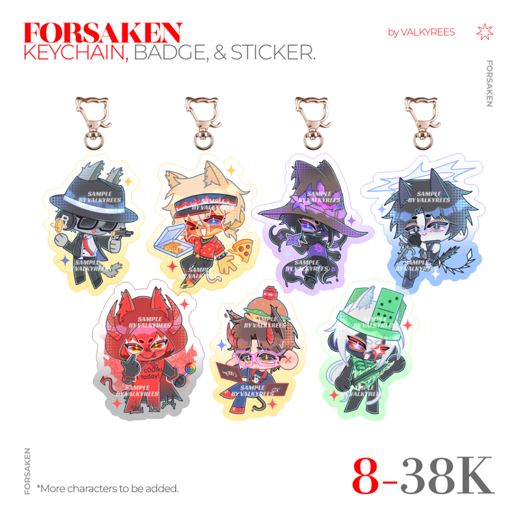 FORSAKEN KEYCHAIN PIN AND STICKER | ROBLOX Ganci Pin Stiker Elliot Chance C00lkidd 007n7 1x1x1x1 TWO