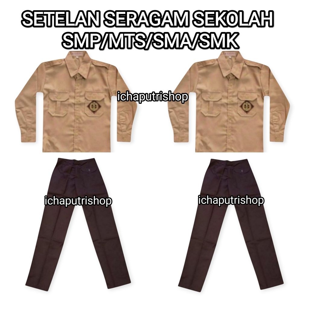 setelan sekolah SMP/SMA baju Pramuka lengan panjang & celana Pramuka panjang perempuan/celana SMP SM