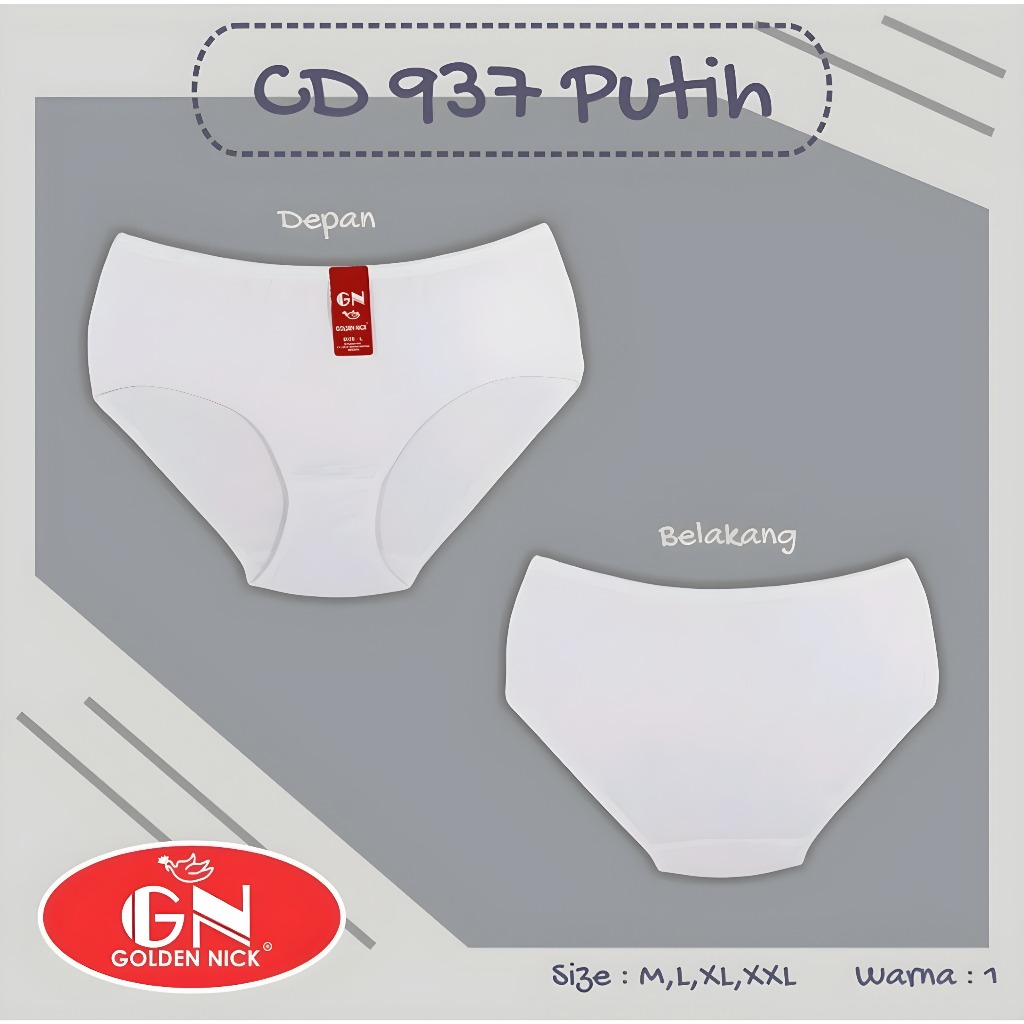 Golden Nick - [3PCS ]Celana Dalam Golden Nick 937 PUTIH | CD Golden Nick khusus warna PUTIH