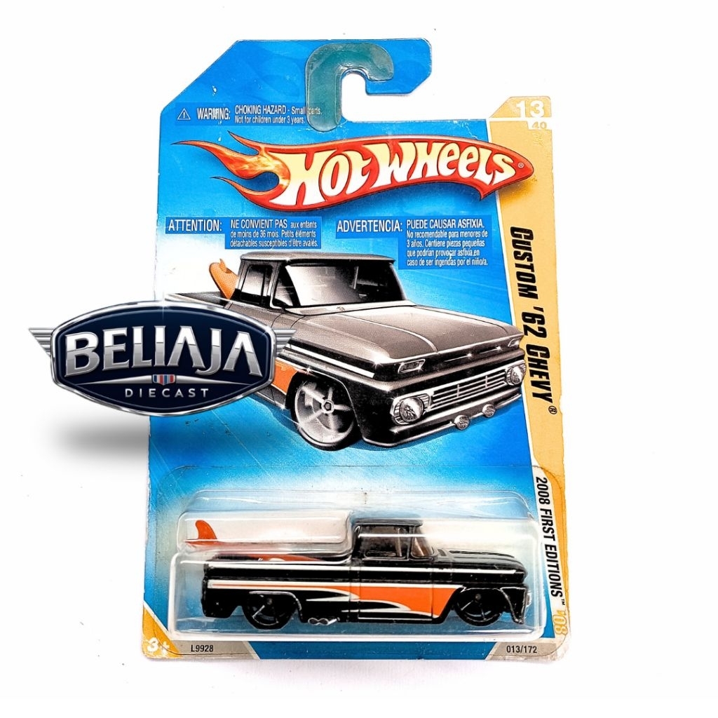 HOT WHEELS CUSTOM 62 CHEVY BLACK FIRST EDITION