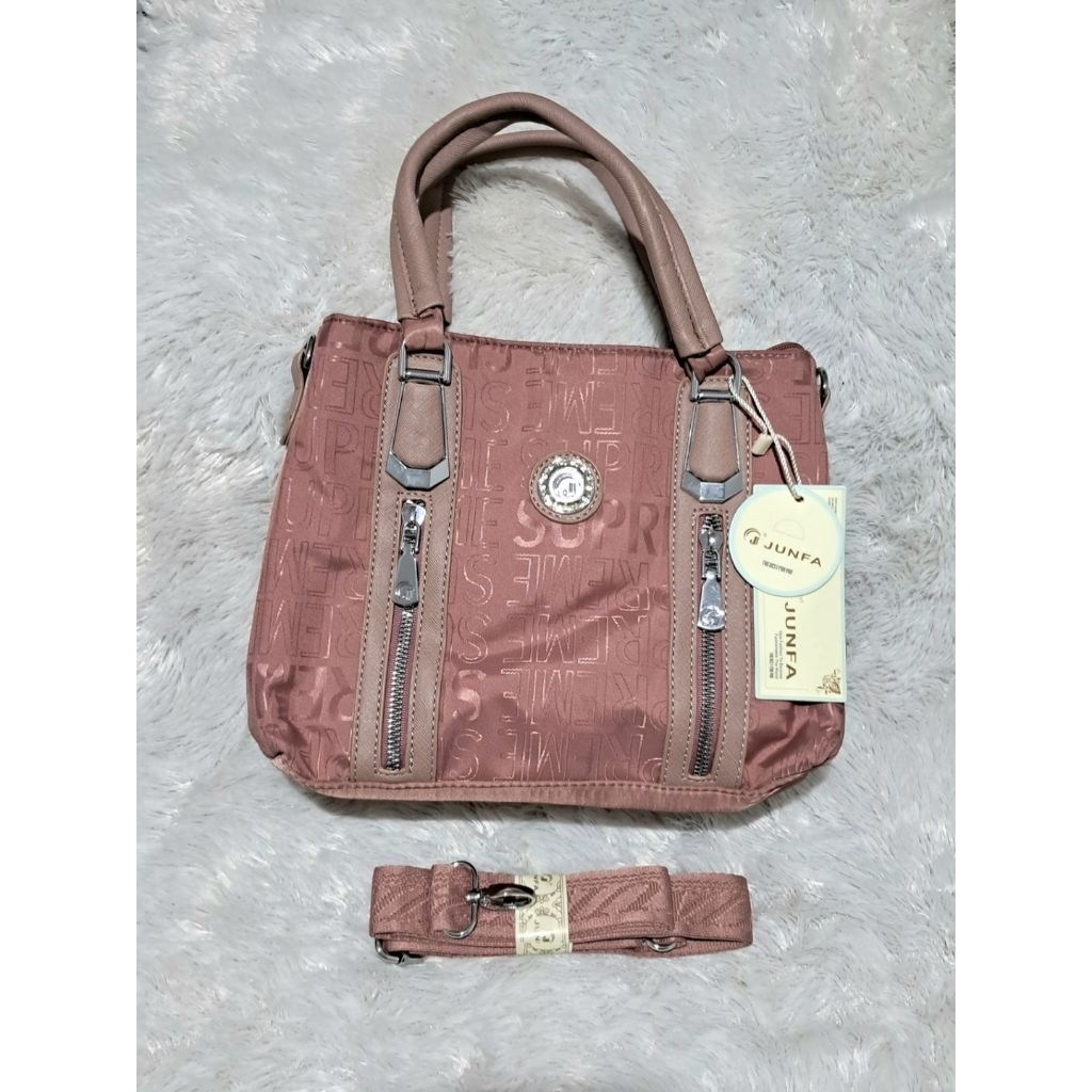 Tas original Junfa 3 ruang dusty pink handbag/tas selempang/tas wanita
