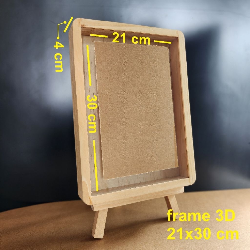 Pigura / frame foto / Bingkai kayu 3D ukuran A4 (21x30) (SUDUT LENGKUNG)+ Kaca acrylic anti pecah Ha