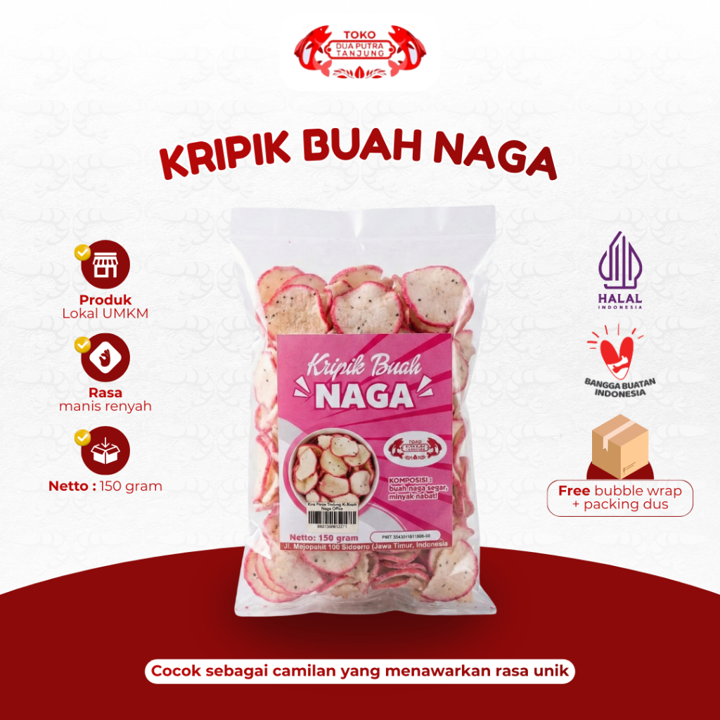 Dua Putra Tanjung Keripik Buah Naga 150gr Kripik Cemilan Manis Makanan Ringan Renyah
