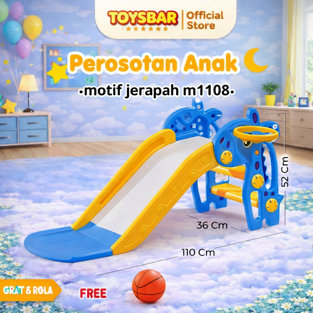 TOYSBAR Mainan Perosotan Motif Anak Jerapah – Seluncuran Kecil SNI