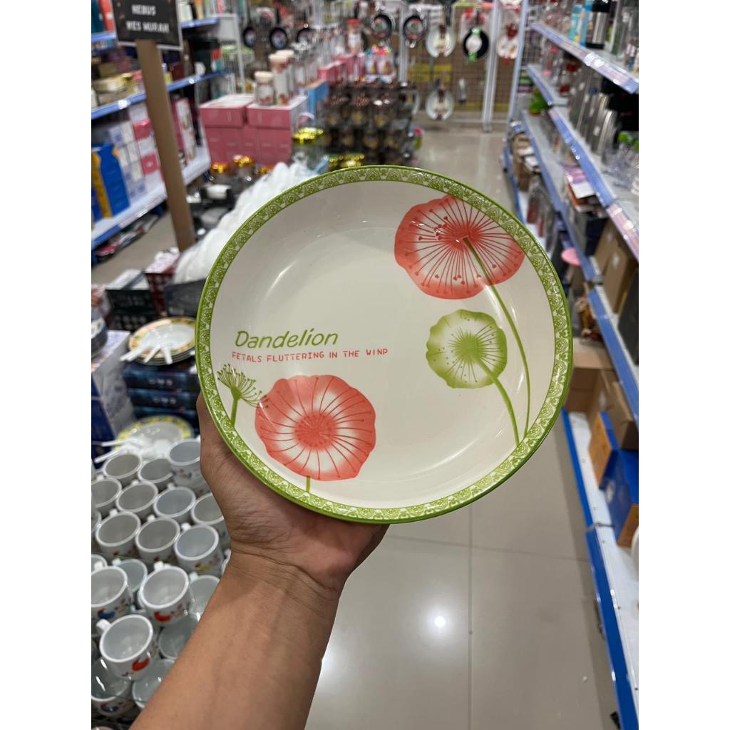 Piring Makan Keramik Motif Bunga Jepang 8 Inch Tahan Panas Safe Classic