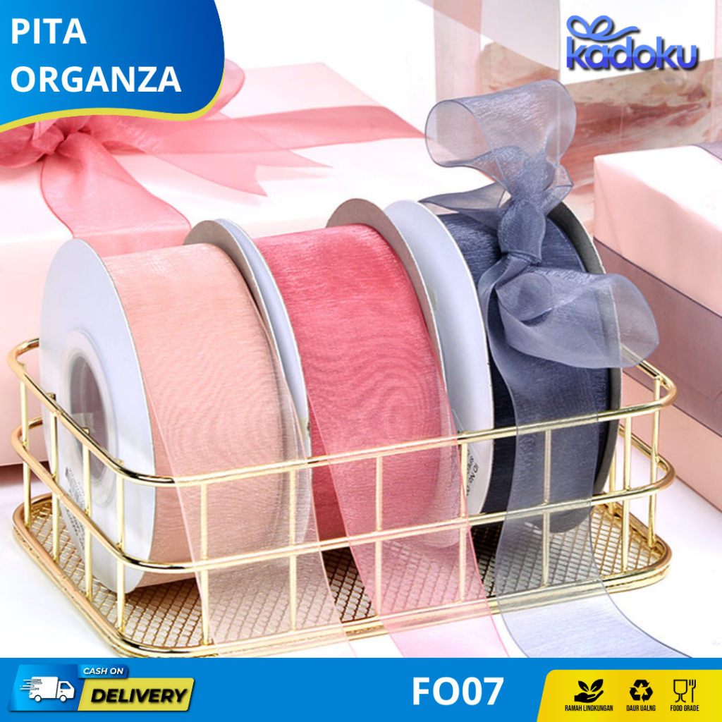 [1 ROLL 50 YARD] Pita Organdi 4 Cm Pita Roll 50 Yards Pita Kain Organza Pita dekorasi Pita Hampers