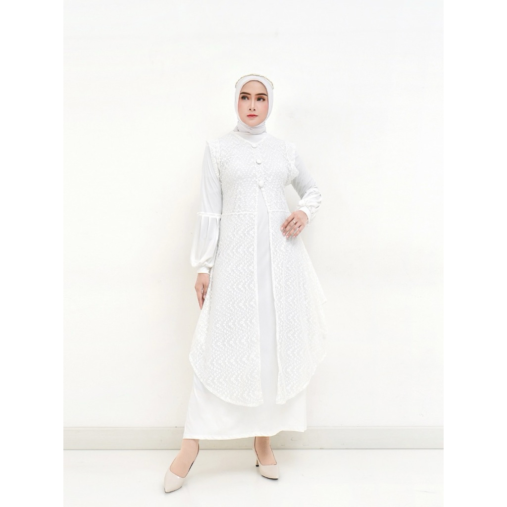 Gamis Brokat Rompi Wanita 2in1 / Dress Kondangan Wanita Elegan
