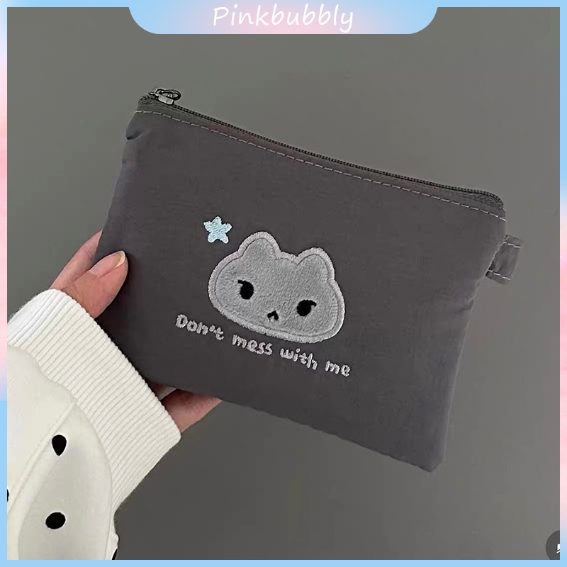Dompet koin transparan bertema kucing yang lucu, dompet koin liontin leher.