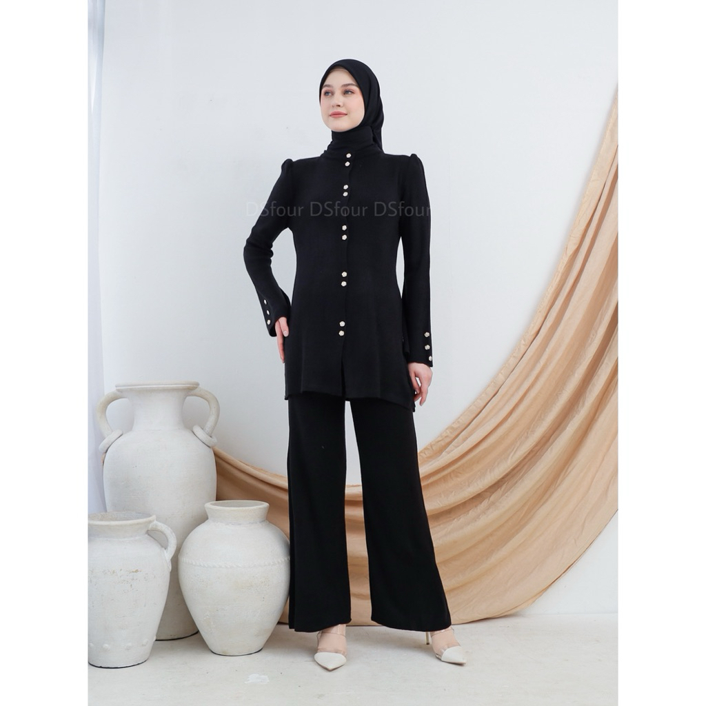 SetCel Kulot Rania Tunik Rajut Premium / Setelan Kulot Rajut Premium (Kulot + Atasan) -DSfourofficia