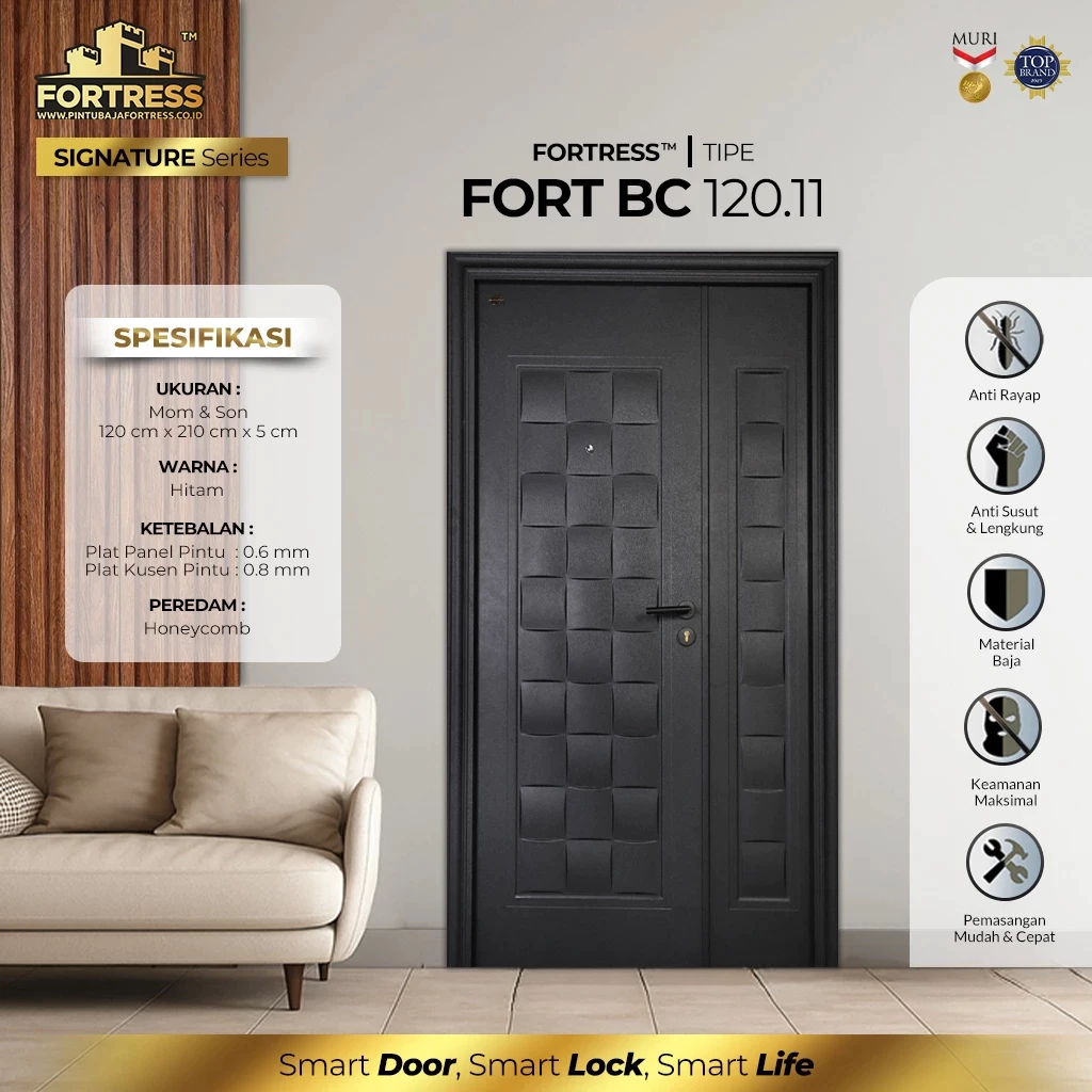 PINTU BAJA FORTRESS BLACK CARBON FORT MOM&SON 120 X 210 (FULL SET)