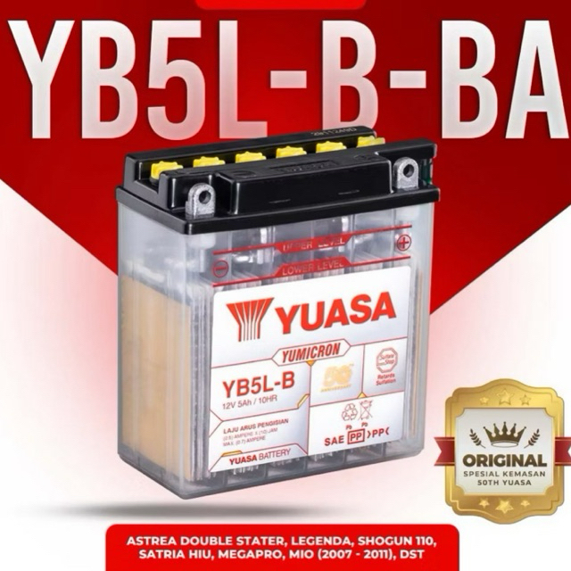 Aki Yuasa YB5L-B | Aki Motor Mio Sporty, Jupiter, Vega & Vespa