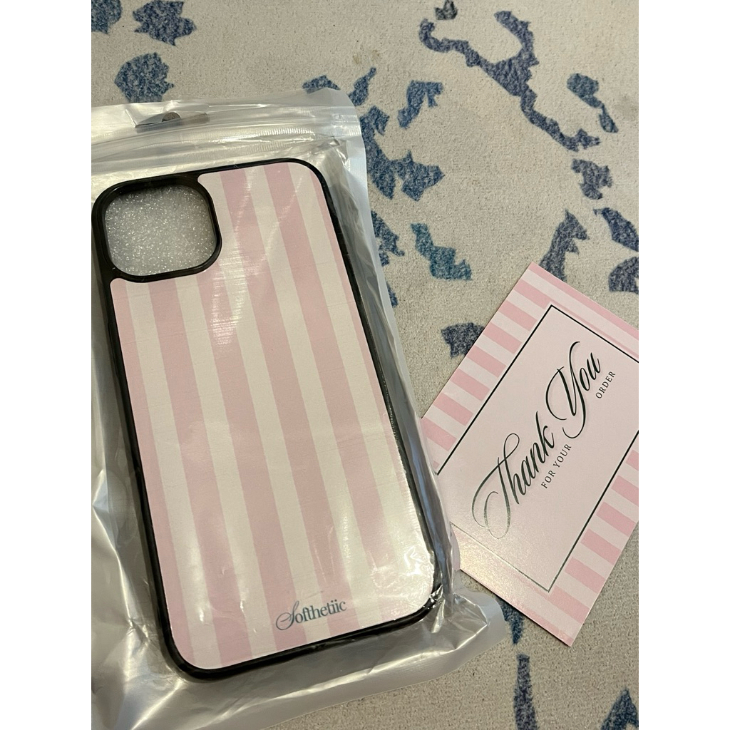 case iphone 13/14 pink stripes