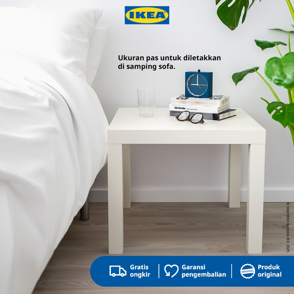 IKEA LACK Meja Kecil Samping Sofa Putih Minimalis 55x55 cm