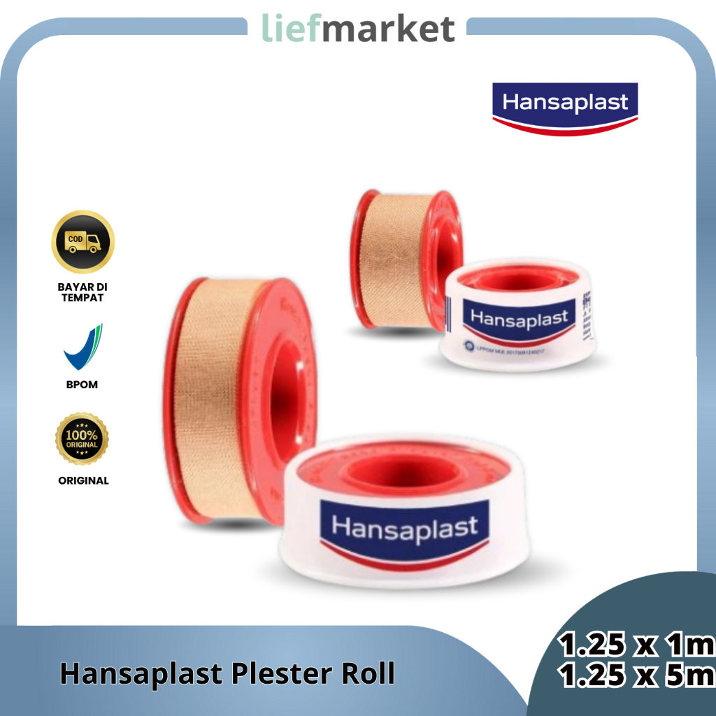 HANSAPLAST Plester Luka Roll Kain 1m (1,25 x 1m) & 5m (1,25 x 5m) P3K | Plester Roll