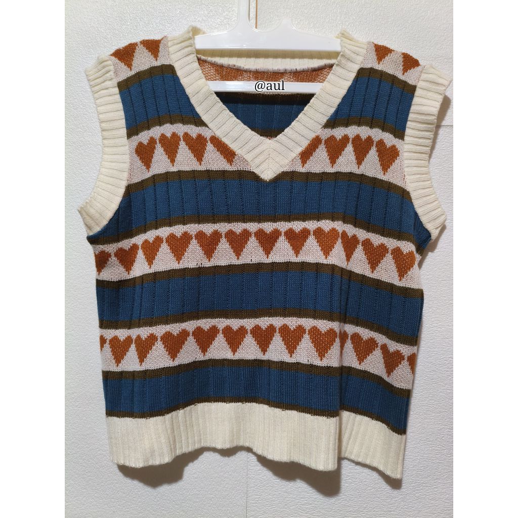 VEST KOREAN HEART KNIT TEBAL