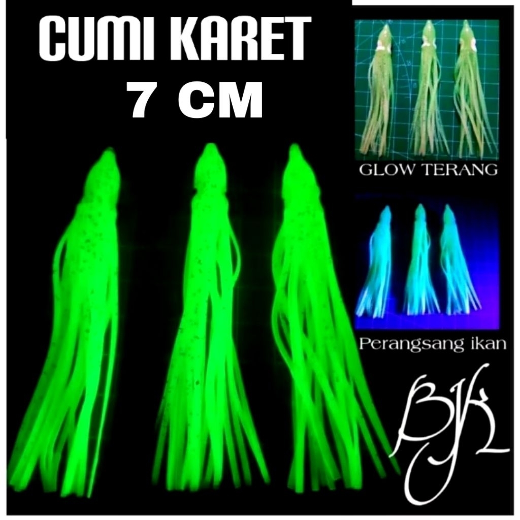 Squid/cumi karet gid biru 7 cm asist hook