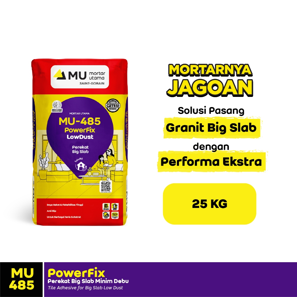 Mortar Utama MU-485 PowerFix Perekat Big Slab 25Kg