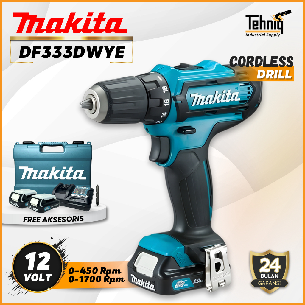 Makita DF333DWYE Bor Obeng Baterai 12Volt / Makita Cordless Driver Drill DF333DWYE