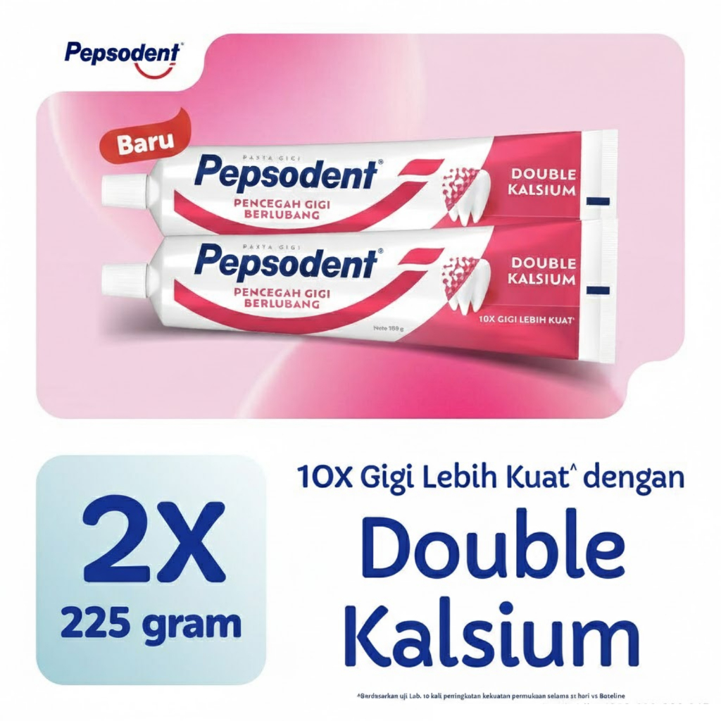 Pepsodent PASTA GIGI Pencegah Gigi Berlubang Anti-cavity Toothpaste dengan Double Kalsium 225G x2