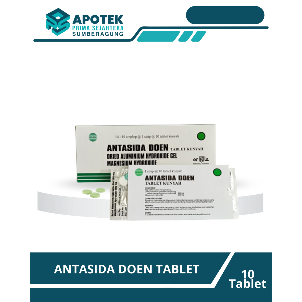 Erela Antasida Doen 1 Strip Isi 10 Tablet Obat Maag Lambung