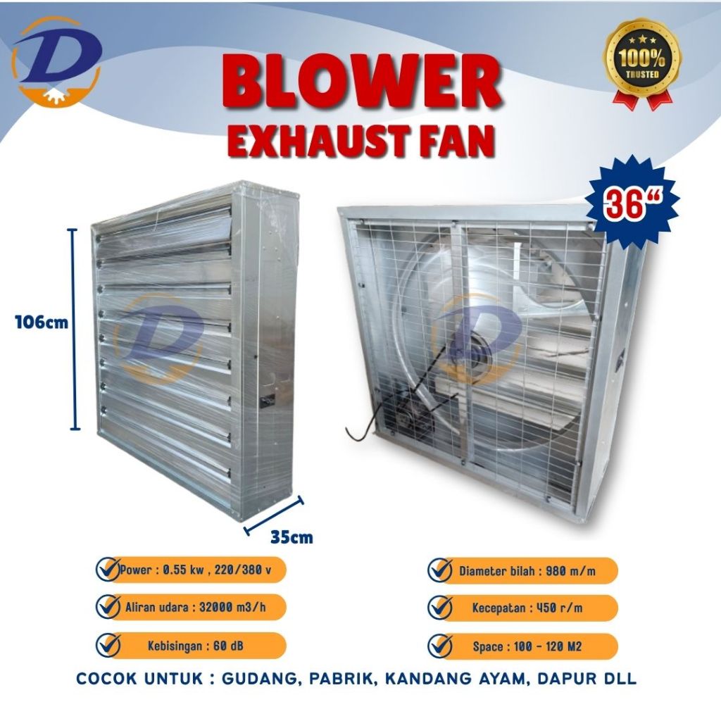 BLOWER KIPAS EXHAUST FAN / BLOWER KANDANG AYAM 36 inch | GREENHOUSE | PABRIK | GUDANG / EXHAUST FAN 