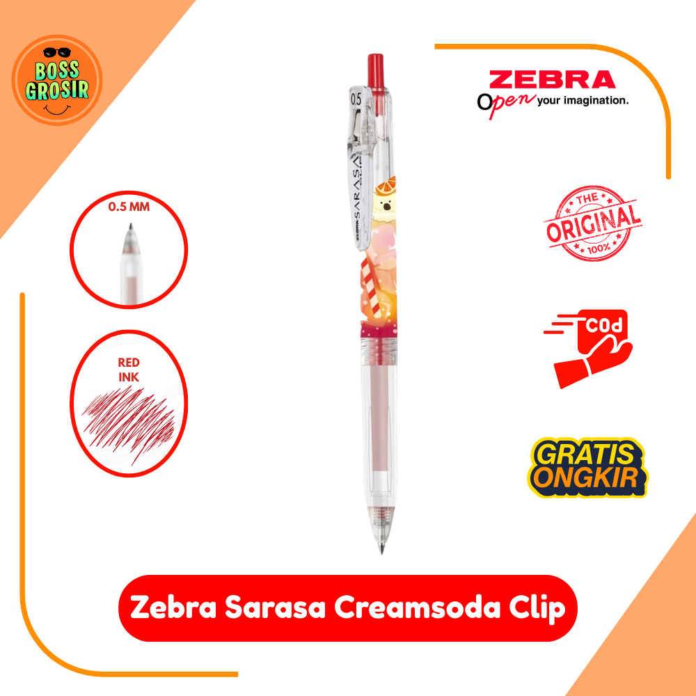 Boss Grosir - Zebra Sarasa Creamsoda Clip 0.5mm JJ115 Set 5 / Pulpen/ Pulpen Lucu / Pulpen Enak / Ny