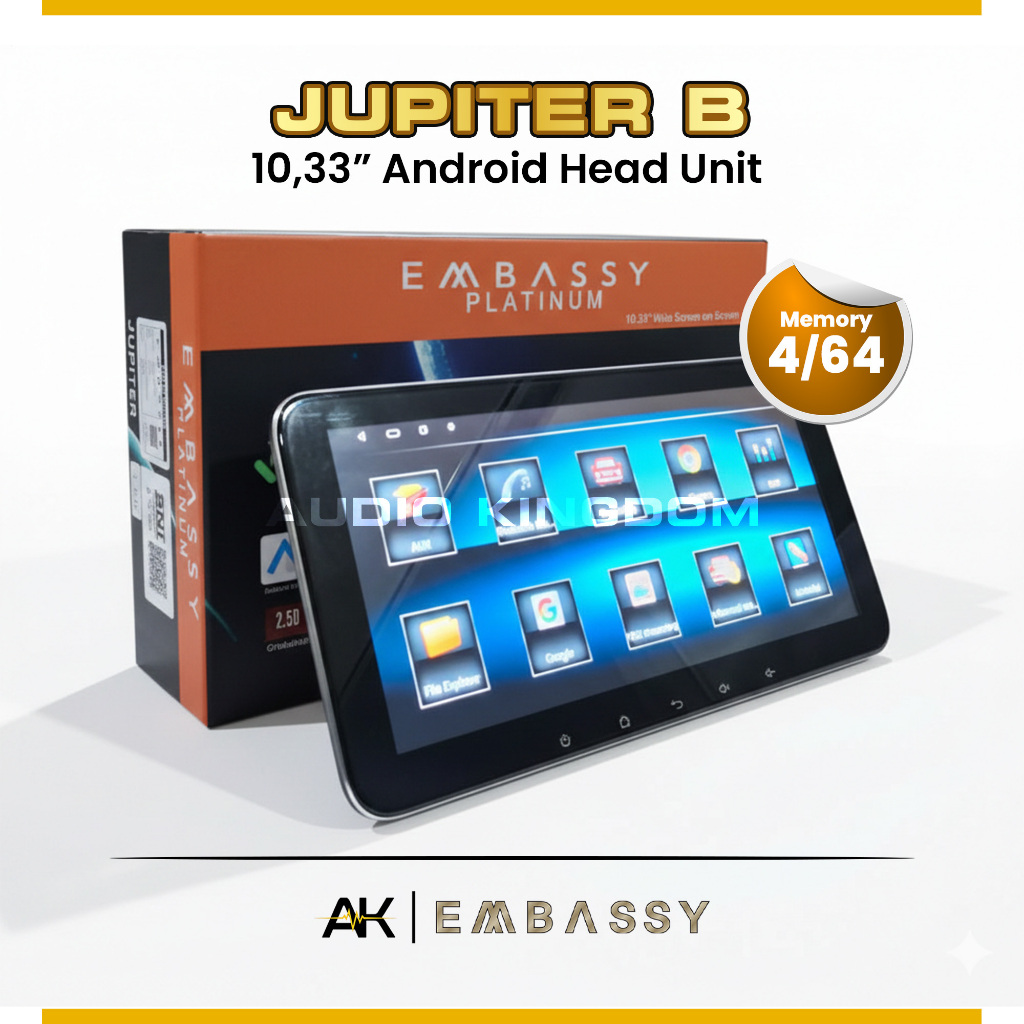 Head Unit Android Mobil EMBASSY JUPITER Platinum 10 Inch RAM 4GB ROM 64GB